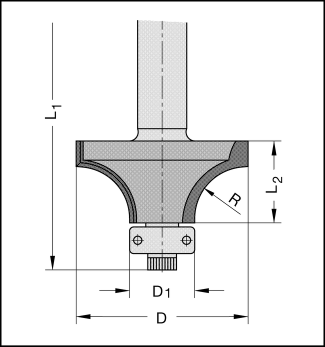 Doppelabrundfräser HW D=38mm R=5mm
