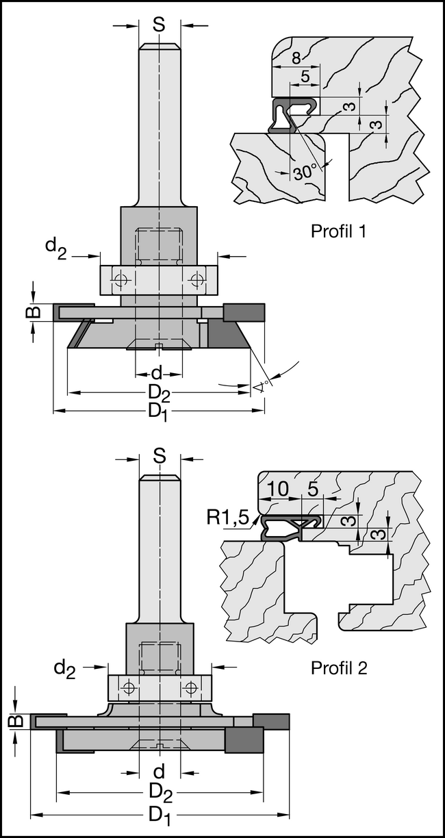 Dichtungsfräsersatz Z2 HW D=36mm