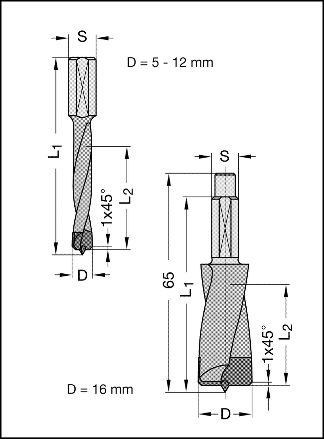 HW-Dübelbohrer 5x30x57,5mm
